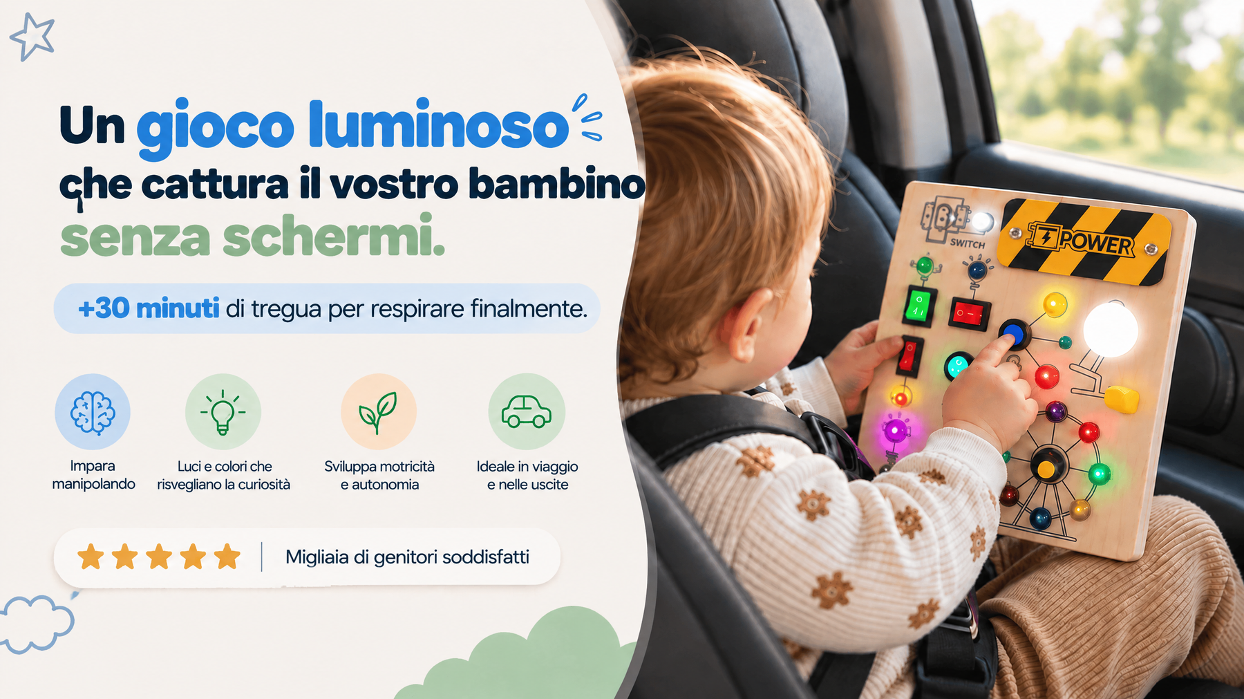 Un gioco luminoso che cattura il vostro bambino senza schermi