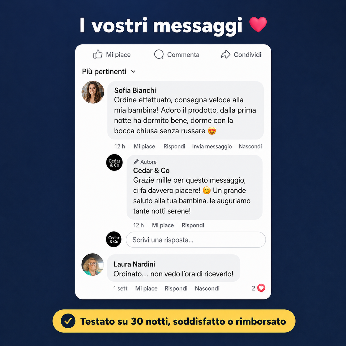 Il cuscino SogniSereni™ aiuta il tuo bambino a dormire più comodo e tranquillo, notte dopo notte — o ti rimborsiamo.
